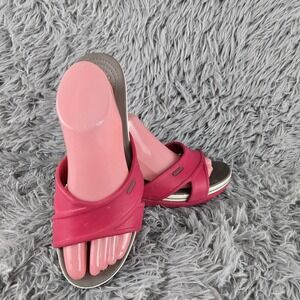 Croc Womens 10 Hot Pink‎ Crocband Wedge Slip On Slides